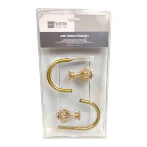 JC Penney Home Collection AURELIA Satin Gold Scarf Holders Curtain Holdbacks